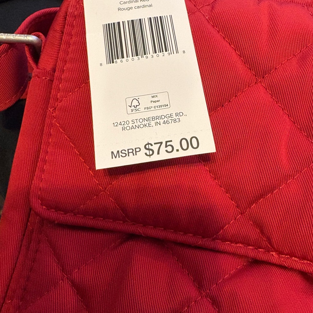 NWT Vera Bradley Red Quilted Crossbody Bag - Picture 7 of 7